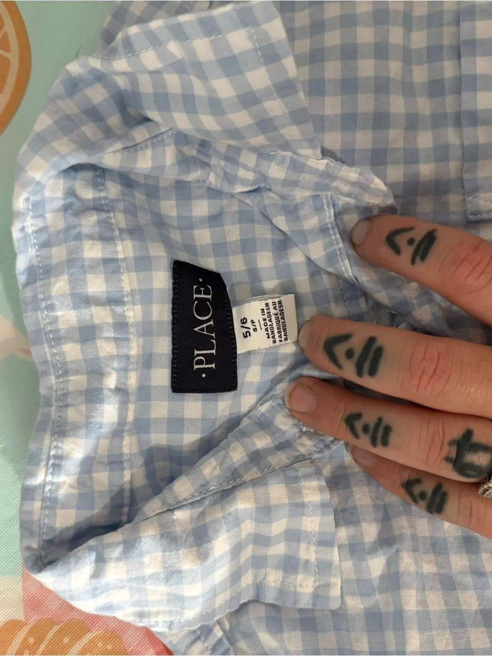 The Children's Place Light Blue and White Gingham Button-Down Shirt